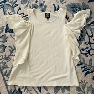 Bobeau Cream cut-out shoulder top
